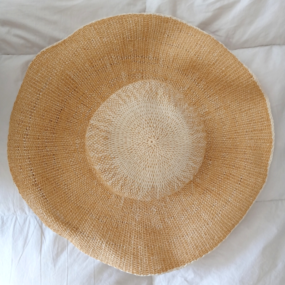 Natural Woven Straw  Paper Mettallic Wide Brim Hat - Picture 2 of 11
